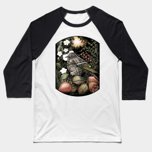 Pine Siskin in a Strawberry Patch Baseball T-Shirt